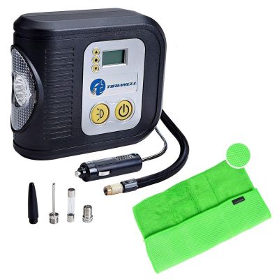 AllExtreme EXDAC35 12V DC Digital Tire Inflator Air Compressor Pump with Digital Gauge and Emergency Flash Light for Cars, SUVs, Motorcycles, Bicycles and Sports Accessories (200 PSI)