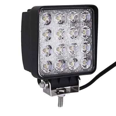 Allextreme EX4ISF1 48W 4 Inch Foglight 16 LED Square Pod Waterproof Flood Driving Lamp for Car Truck Jeep SUV ATV (Pack of 1, White)