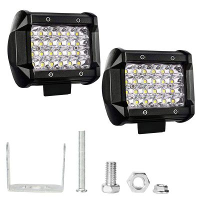 AllExtreme EX24F2P 24 LED Fog Light Bar 4 Inch CREE Cube Pod Work Light Waterproof Off Road Driving Spot Lamp for Bike Cars and Motorcycle (72W, White Light, 2 PC)
