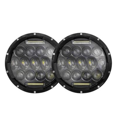 Allextreme EXLHLS2 7inch Round Ring 13 LED Headlight with Turn Signal Lights for Jeep Wrangler (12-30V, 75W, Pack of 2)