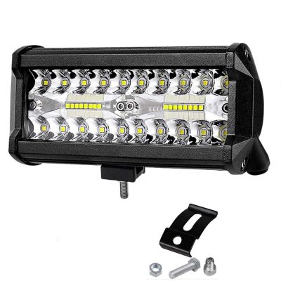 Allextreme EX36LW1 7 inch 36 LED Fog Light Triple Row Flood Spot Combo Beam Driving Lamp Bar for Car Motorcycle SUV Bike Truck (72W, White, 1 Pc)