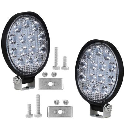 Allextreme EX14WY2 14 LED Round Fog Light 4 Inch Waterproof Driving Spot Strobe Lamp for Car, Motorcycle (42W, White & Amber, 2 PCS)