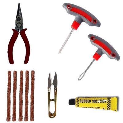 AllExtreme Universal Tubeless Tyre Puncture Repair Kit Flat Tire Puncher Patch Tools (Model 9)