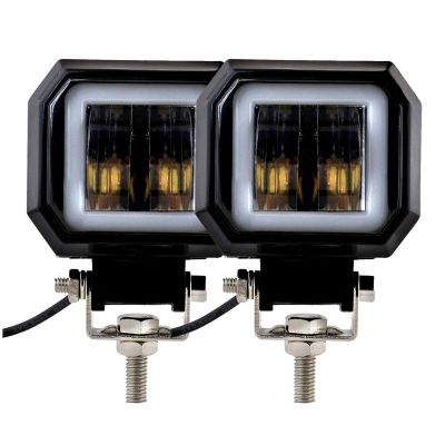 Allextreme EX3HW2W 2.5 Inch Square White Fog Light with White Halo Angel Eye Ring for Bike Motorcycle Car and Off Road SUV (20W, 2 Pcs)