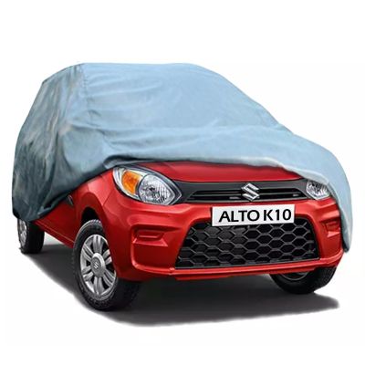 Allextreme AK7001 Car Body Cover Compatible with Maruti Suzuki Alto K10 Custom Fit Dustproof UV Heat Resistant Indoor Outdoor Body Protection (Grey Without Mirror)