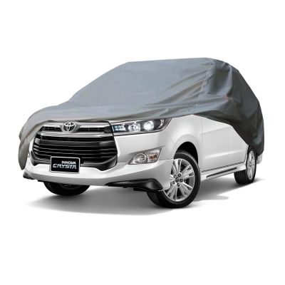 Allextreme TC7001 Car Body Cover Compatible with Toyota Innova Crysta Custom Fit Dustproof UV Heat Resistant Indoor Outdoor Body Protection (Grey Without Mirror)