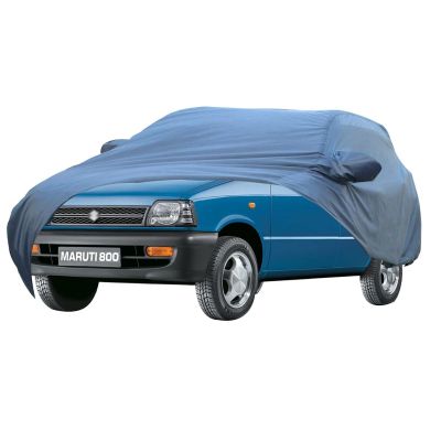 Allextreme M7006 Car Body Cover Compatible with Maruti Suzuki 800 Custom Fit Dustproof UV Heat Resistant Indoor Outdoor Body Protection (Blue with Mirror)