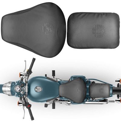 Allextreme PU Leather Seat Cover with Anti Skid Split Cushion Reinforced Stitching Dust Water Resistant for 350cc & 500cc Bullet Classic Models (Black, Model - 24)
