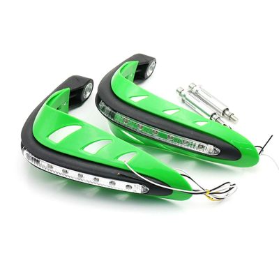 AllExtreme EXHP22G 7/8" 22mm Motorcycle Hand Guard with LED Light Universal Bike Handle Protector Shield Handlebar Protection Gear (Green)