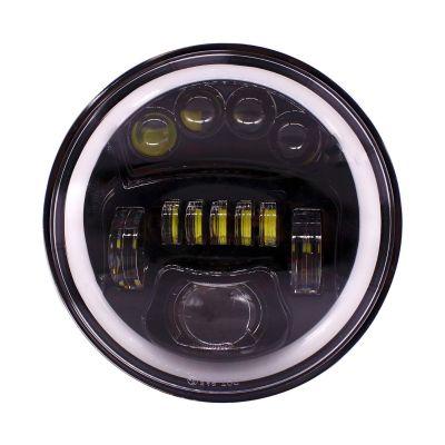 Allextreme EX-0B7 7-Inch Round LED Headlight with Hi/Low Beam and Angel Eye Lamp Compatible for Royal Enfield Bullet Harley Davidson Jeep Wrangler (1 PC)