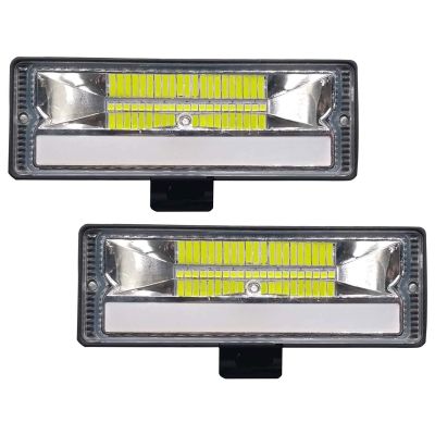 Allextreme EX21B2P 21 LED Fog Light Bar Flood LED Work Light Single Row Waterproof Driving Lamp Universal for Car Motorcycle Bike (45W, Blue & White, 2Pcs)