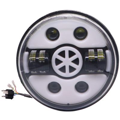 Allextreme EX7WH09 75W LED Headlight with Hi/Low Beam Angel Eye Lamp 7-inch Full Ring Light Compatible with Bullet Jeep (Multicolor, Pack of 1)