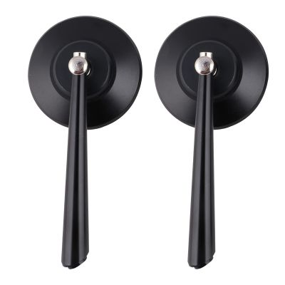 AllExtreme EXSM01B Round Rear View Side Mirrors with Adjustable Rotatable Handlebars Compatible With All Bikes (Black)