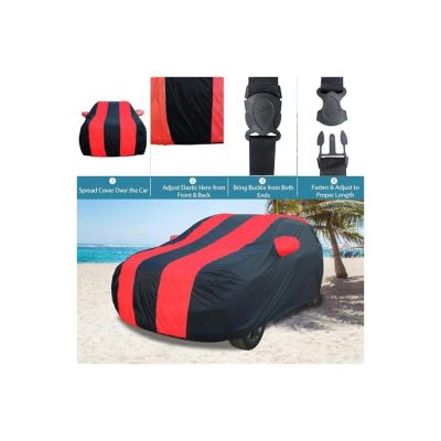 Allextreme CZ5004 Car Body Cover Compatible with City ZX Custom Fit Dustproof UV Heat Resistant Indoor Outdoor Body Protection (Navy Blue & Red with Mirror)