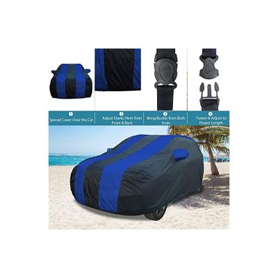 Allextreme HXS5002 Car Body Cover Compatible with Hyundai Xcent Custom Fit Dustproof UV Heat Resistant Indoor Outdoor Body Protection (Navy Blue & Blue with Mirror)
