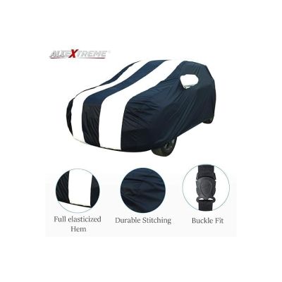 Allextreme HKP5005 Car Body Cover Compatible with Hyundai Kona Custom Fit Dustproof UV Heat Resistant Indoor Outdoor Body Protection (Navy Blue & White with Mirror)