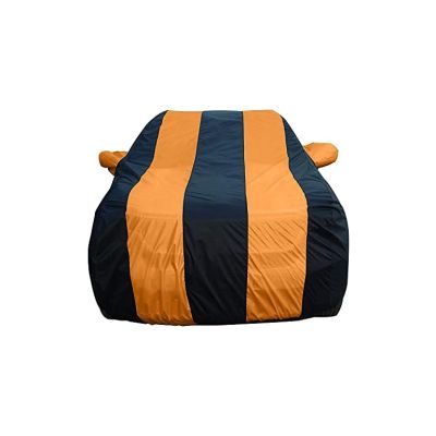 Allextreme HMZ5003 Car Body Cover Compatible with Mobilio Custom Fit Dustproof UV Heat Resistant Indoor Outdoor Body Protection (Navy Blue & Orange with Mirror)