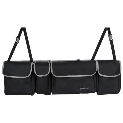 Allextreme Nylon It-09 Trunk Organizer Backseat Large Anti-Slip Storage Hanging Utility Tool Space Saver Bag For Cars, Suvs & Trucks (Black)