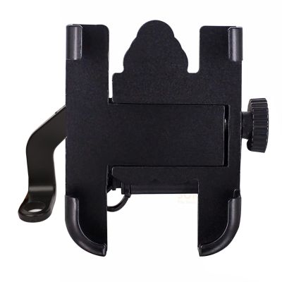 Allextreme EXMUH02 Mobile Phone Holder with USB Charger Waterproof Easy Adjustable Rear View Mirror Mount Solid Metal Cradle Stand Suitable for Bike & Mobile Phones 3.5" to 7.0" (Black)