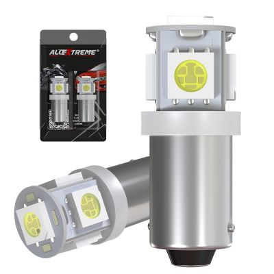 Allextreme 2W T10 LED Parking Light 5 SMD Bright 168 2825 W2W Lighting 360° Interior License Plate Dome Map Door Indicator Lamp Bulb for Car Bike Motorcycle (White, 2 PCS)
