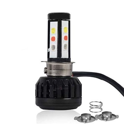 AllExtreme EX9Y4B1 4 Side LED Headlight Bulb with Cooling Fan and Canbus Head lamp Conversion Kit for Bike Car SUV and Motorcycles (40W, White Blue and Red)
