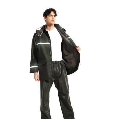 AllExtreme Reusable Two-Piece Raincoat With Transparent Face Shield Detachable Hood Two Pockets Carry Pouch Water Resistant Buttoned Rain Jacket6