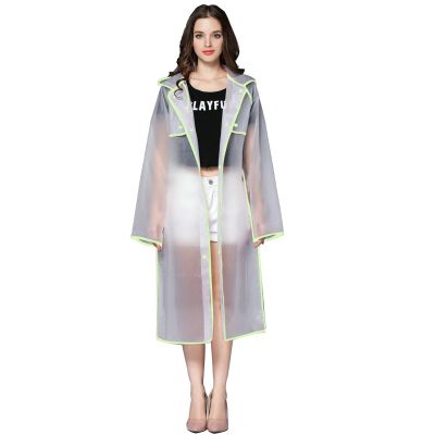 AllExtreme EVA Raincoats Transparent Reusable Water Resistant with Hood and Sleeves for Women Men Camping Rainy Season Travel (EXM1-PG-XXL)
