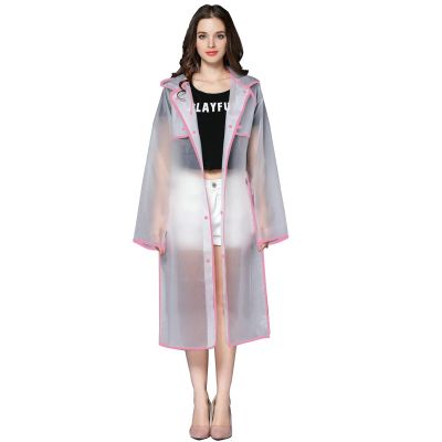 AllExtreme EVA Raincoats Transparent Reusable Water Resistant with Hood and Sleeves for Women Men Camping Rainy Season Travel (EXM1-PN-L)