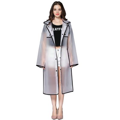 AllExtreme EVA Raincoats Transparent Reusable Water Resistant with Hood and Sleeves for Women Men Camping Rainy Season Travel (EXM1-BL-M)