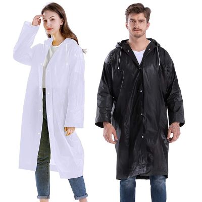 Allextreme EVA Waterproof Rain Coat Hooded Outdoor Water Resistant Portable Suit for Men & Women (2 Pcs, Black & White)