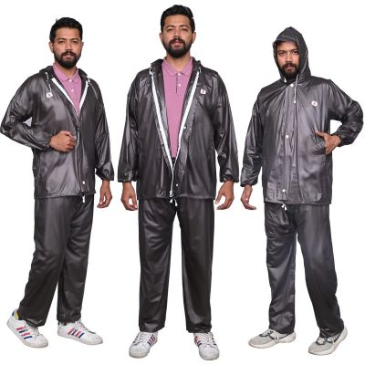 Allextreme Kinder Universal Raincoat Water Resistant Rainsuit with Adjustable Hood Drawstring Hem Set of Top & Bottom with Carrying Pouch (White, XXL)