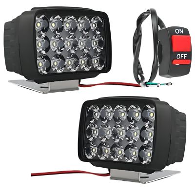 Allextreme EXNPE29 15 LED Headlamp Bar 12V DC Power Water Resistant Universal Fit Light Anti-Fog for Bikes Scooty Motorcycle (Pack of 2 with On/Off Switch)