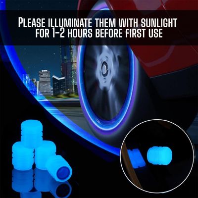 AllExtreme Fluorescent Tyre Valve Caps Illuminated Tire Cap Night Glow Luminous Wheel Covers Ideal for Cars and Bikes (Pack of 8, Blue)