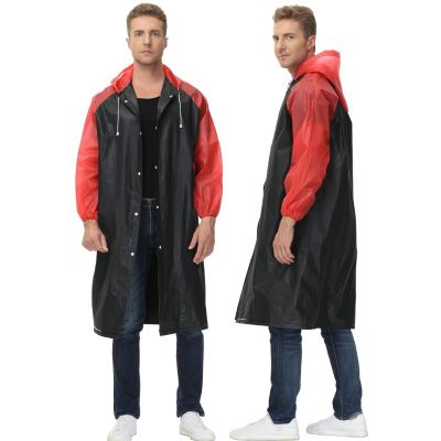 Allextreme EVA Poncho Raincoat Transparent Hooded Water Resistant Rain Jacket with Sleeves for Women Men Camping Rainy Season Travel (MK013-05)
