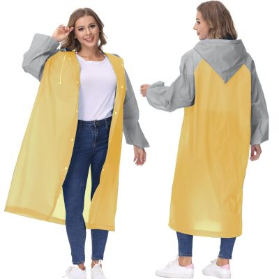 Allextreme EVA Poncho Raincoat Transparent Hooded Water Resistant Rain Jacket with Sleeves for Women Men Camping Rainy Season Travel (MK013-03)