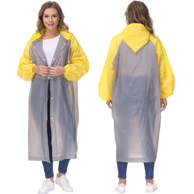 Allextreme EVA Poncho Raincoat Transparent Hooded Water Resistant Rain Jacket with Sleeves for Women Men Camping Rainy Season Travel (MK013-04)