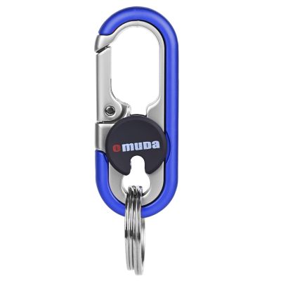 Allextreme 3746A-N Oval Design Belt Hook Locking Stainless Steel Keychain Heavy Duty Keyring with 2 rings for Car Bike (Pack of 1, Blue)