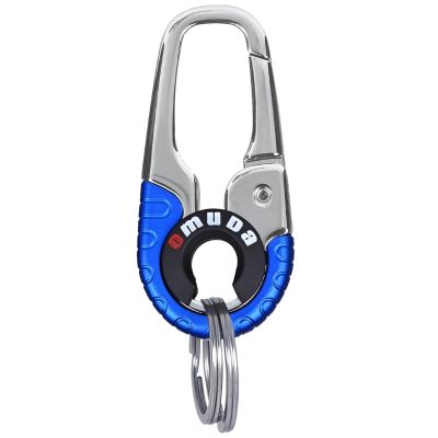 Allextreme 35775A Belt Hook Locking Keychain Stainless Steel Heavy Duty Keyring with 2 rings for Car Bike (Pack of 1, Blue)