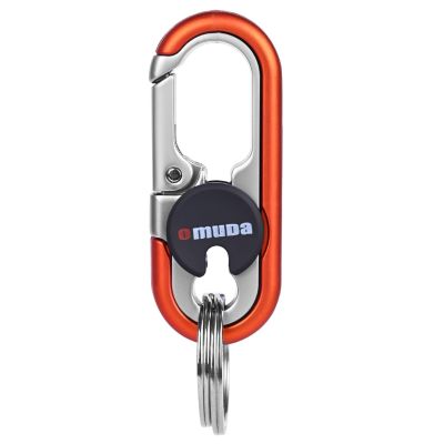Allextreme 3746A-1N Oval Design Belt Hook Locking Stainless Steel Keychain Heavy Duty Keyring with 2 rings for Car Bike (Pack of 1, Orange)