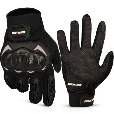 Allextreme Probiker Full Finger Riding Gloves with Hard Knuckle Shells for Motorbike Racing Biking Climbing (L, Black)