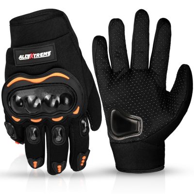 Allextreme Probiker Protective Full Finger Gloves Anti-Skid Surface Breathable Bike Riding Glove for Motorcycle Cycling Climbing Mountaineering Hiking (M, Black & Orange)