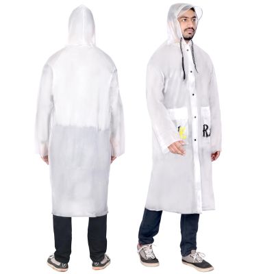 Allextreme EVA Raincoats Transparent Reusable Water Resistant with Hood and Sleeves for Women Men Camping Rainy Season Travel (ALX-UK07)