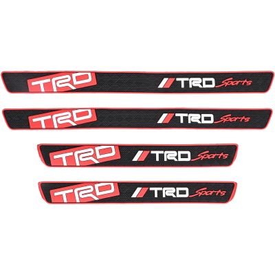 AllExtreme Car Door Foot Step Entry Guard Protector Strip TRD Print Anti-Scratch Scuff Plate with Adhesive for All Cars (Set of 1, Black & Red)