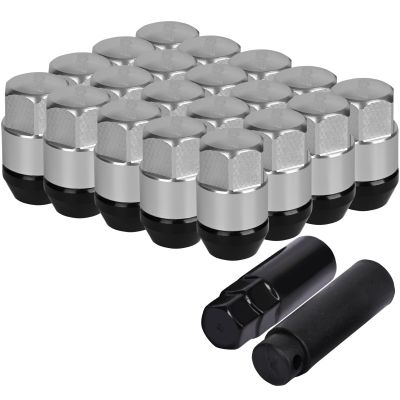 AllExtreme M12x1.5mm Wheel Nuts Close End Chrome Plated Steel Alloy Lug Nut Set with Aluminum Cap & Key for Cars Wheels Tyres (20Pcs)