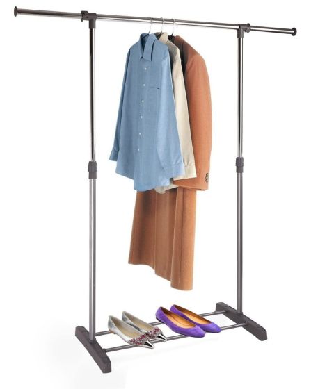Allextreme Elegant Commercial Grade Clothing Garment Rack Adjustable Single Rail Garment Rack Portable Clothing Hanging Rolling Clothes Rack