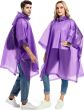 AllExtreme EVA Poncho Raincoat Transparent Hooded Water Resistant Rain Jacket with Sleeves for Women Men (Purple)