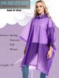 AllExtreme EVA Poncho Raincoat Transparent Hooded Water Resistant Rain Jacket with Sleeves for Women Men (Purple)