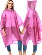 AllExtreme EVA Poncho Raincoat Transparent Hooded Water Resistant Rain Jacket with Sleeves for Women Men (Pink)