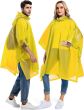 AllExtreme EVA Poncho Raincoat Transparent Hooded Water Resistant Rain Jacket with Sleeves for Women Men (Yellow)