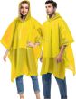 AllExtreme EVA Poncho Raincoat Transparent Hooded Water Resistant Rain Jacket with Sleeves for Women Men (Yellow)